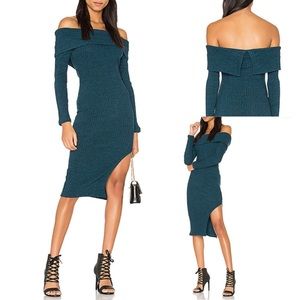 LAVISH ALICE Rib Knit Bandeau Dress in Teal 6US